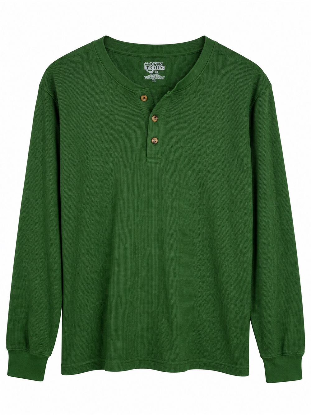 Open Trails Men’s Waffle Knit Henley Shirt Size XL Long Sleeve